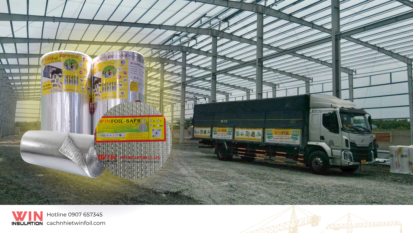 cách nhiệt nhà xưởng Thiên Phát Lộc bằng tấm SAFR WINFOIL tại công trình
